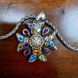 Effy Sterling/18K Gold Necklace w/Diamonds & Saphires